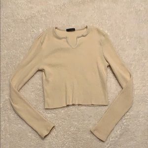 beige brandy melville cropped shirt